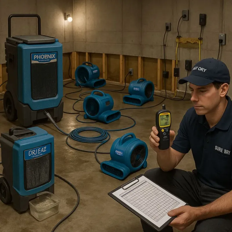 Structural Drying and Dehumidification process in Chillum, MD
